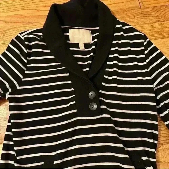 Banana Republic Black White Striped Shirt Women S - Picture 5 of 9
